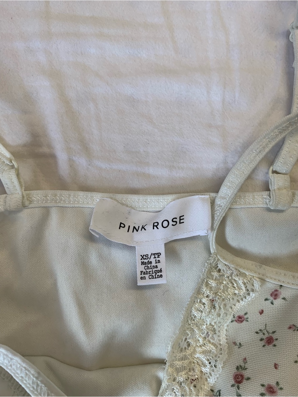 Floral Lace-Trim Cream Cami Top - Picture 3 of 3